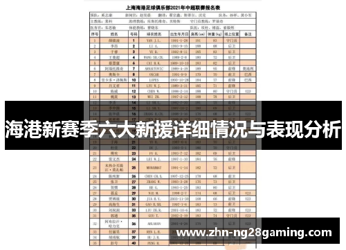海港新赛季六大新援详细情况与表现分析