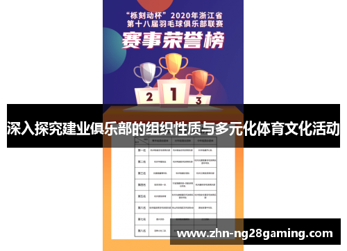 深入探究建业俱乐部的组织性质与多元化体育文化活动